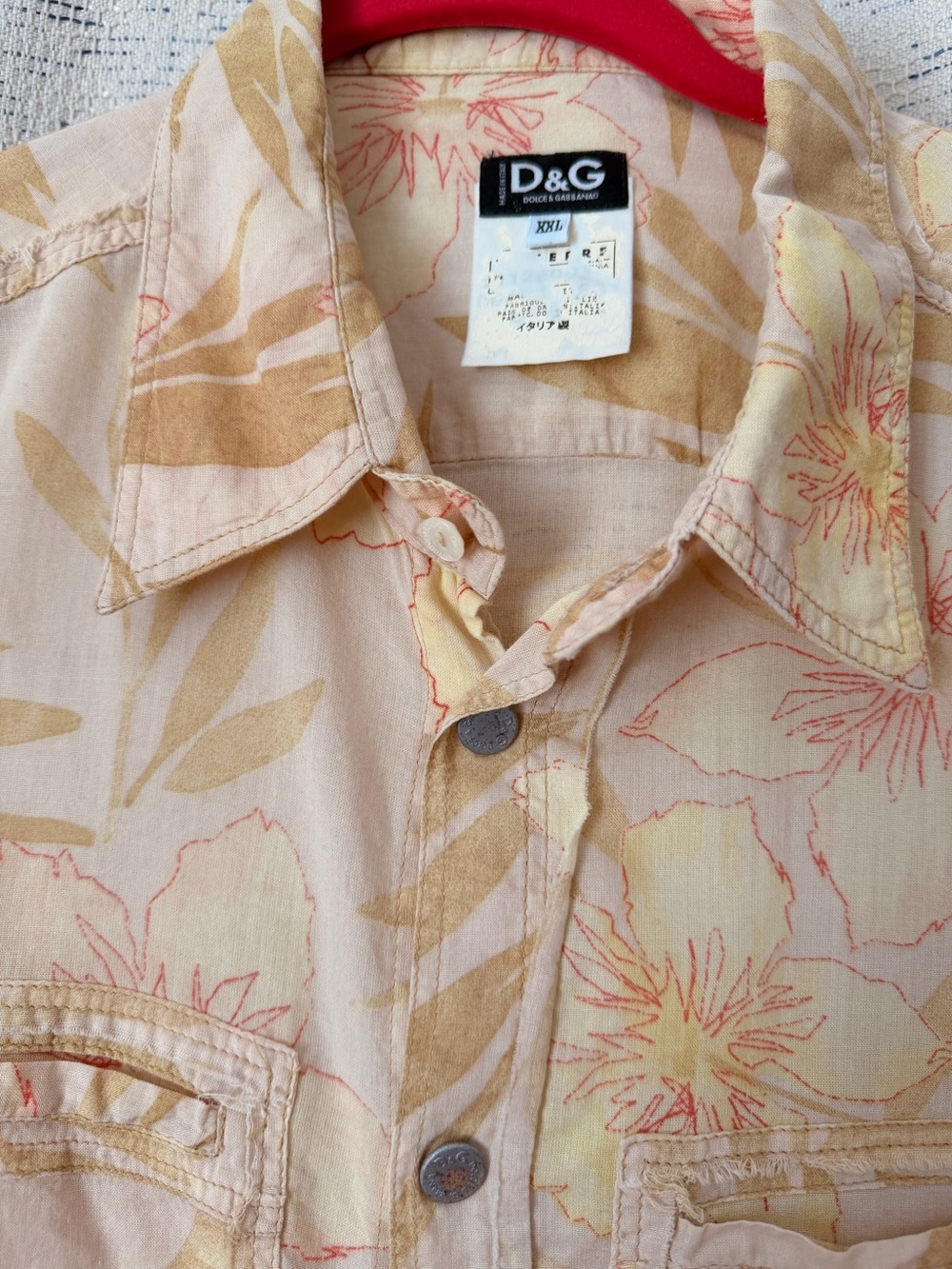 D&G Floral Button-Up Shirt in Pale Peach & Yellow - Picture 6 of 9